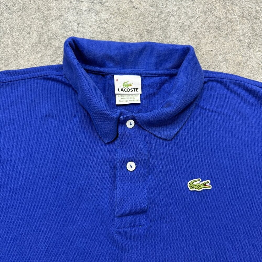 Lacoste Polo Shirt Men FR 8 Blue Short Sleeve Knit 44" x 29"